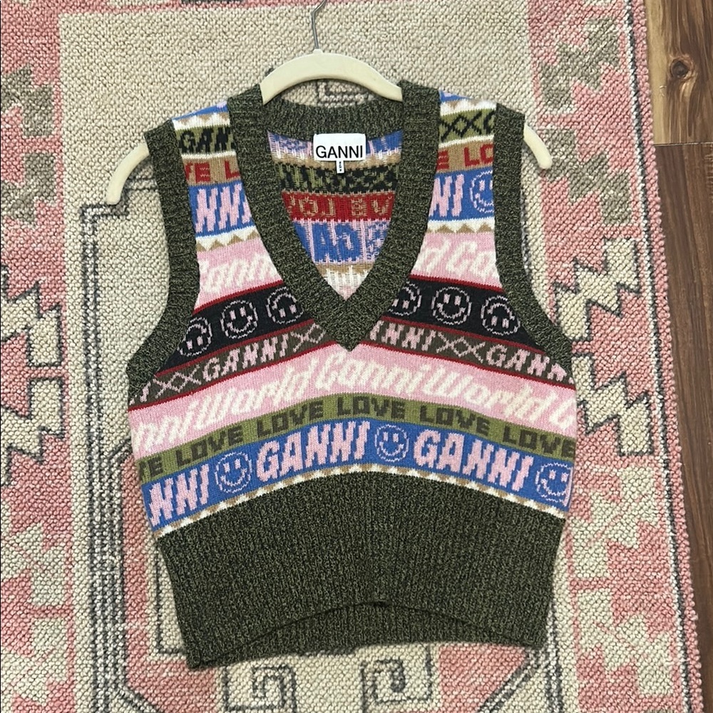 GANNI Multicolor Knit Sweater Vest